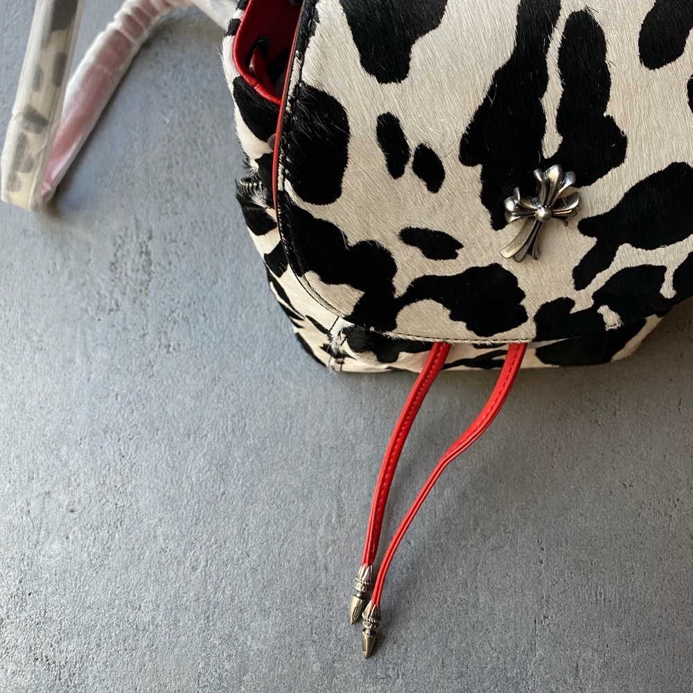 Cow Print Leather Chrome Style Mini Backpack - image 8